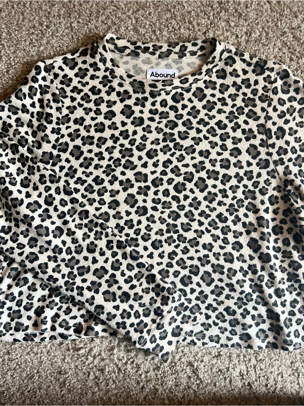 Abound Women’s Black Leopard Print Long Sleeve Top on Cream